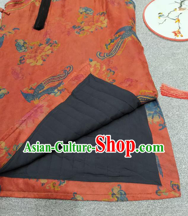 Chinese Classical Phoenix Pattern Red Qipao Dress Traditional Silk Cheongsam National Women Clothing