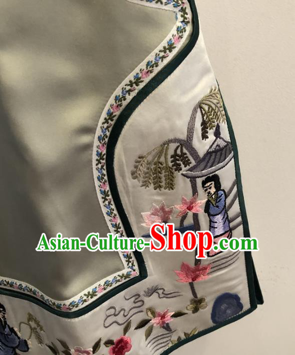 Chinese Embroidered Vest National Women Clothing Qing Dynasty Palace Lady Green Silk Waistcoat