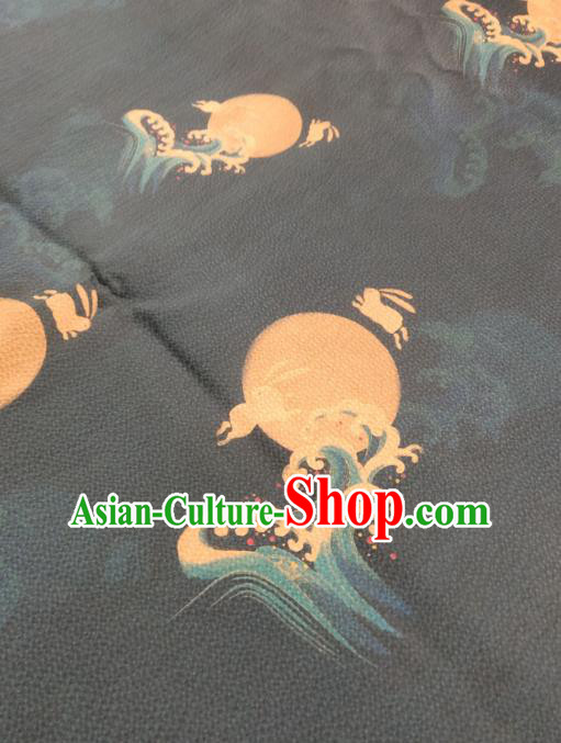 China Cheongsam Fabric Classical Wave Moon Pattern Black Silk Traditional Gambiered Guangdong Gauze