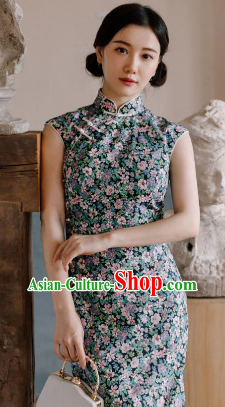 Republic of China Young Lady Qipao Dress Traditional National Women Clothing Classical Cheongsam