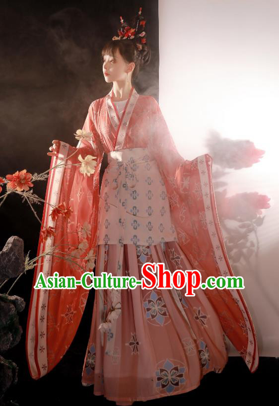 China Ancient Goddess Fairy Pink Hanfu Dress Traditional Jin Dynasty Royal Princess Replica Clothing for Women