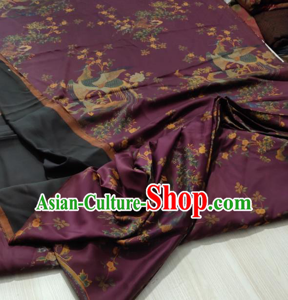 China Traditional Phoenix Pattern Gambiered Guangdong Gauze Cloth Cheongsam Purple Silk Fabric