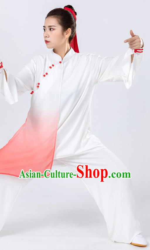 China Traditional Tai Chi Competition Clothing Winter Woman Kung Fu Wushu Red Chiffon Uniforms