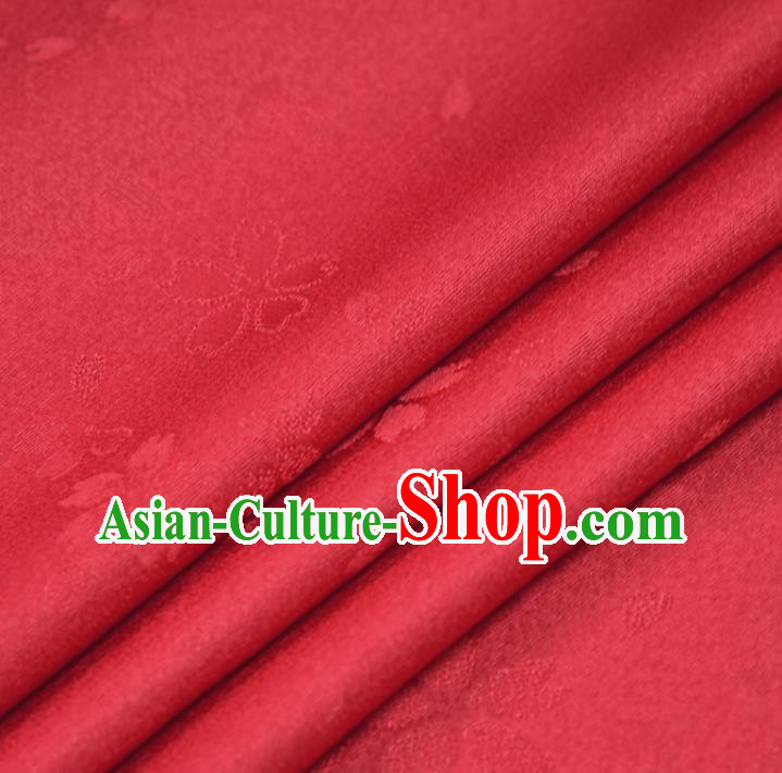 Asian Japan Sakura Pattern Brocade Tapestry Traditional Japanese Kimono Red Silk Fabric