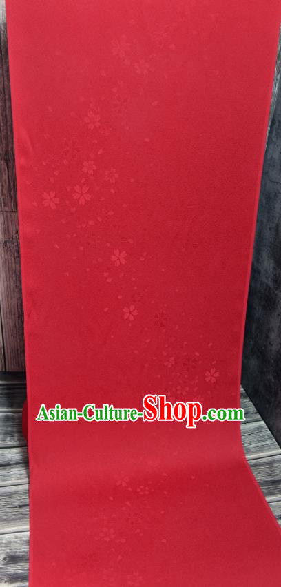 Asian Japan Sakura Pattern Brocade Tapestry Traditional Japanese Kimono Red Silk Fabric