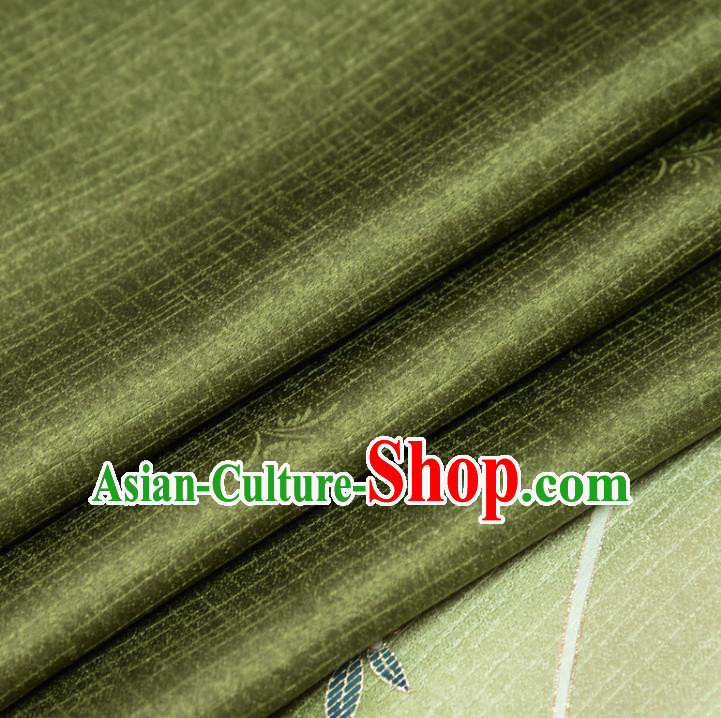 Asian Japan Chrysanthemum Orchids Pattern Brocade Tapestry Traditional Japanese Kimono Green Silk Fabric