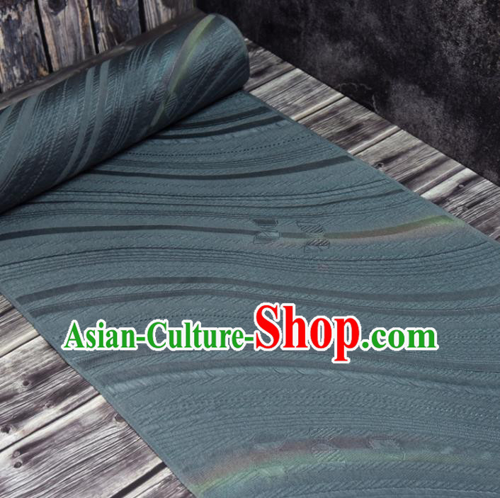 Traditional Japanese Kimono Blue Silk Fabric Asian Japan Classical Stripe Pattern Brocade Tapestry