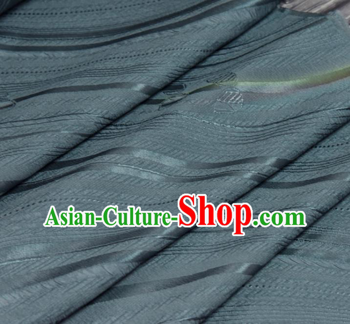 Traditional Japanese Kimono Blue Silk Fabric Asian Japan Classical Stripe Pattern Brocade Tapestry