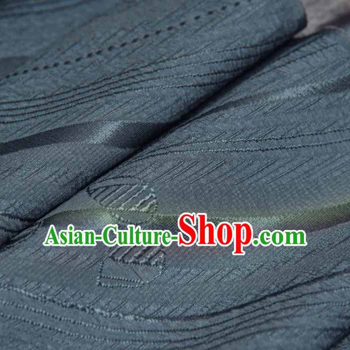 Traditional Japanese Kimono Blue Silk Fabric Asian Japan Classical Stripe Pattern Brocade Tapestry