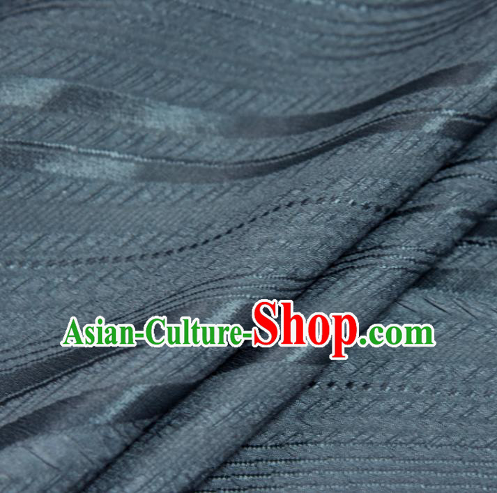 Traditional Japanese Kimono Blue Silk Fabric Asian Japan Classical Stripe Pattern Brocade Tapestry