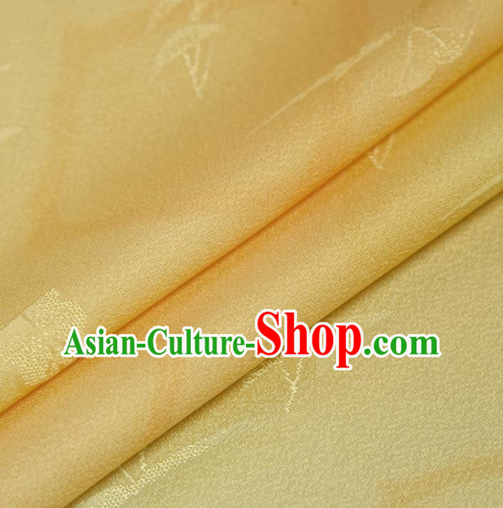 Asian Japan Brocade Tapestry Traditional Qipao Dress Light Yellow Silk Fabric
