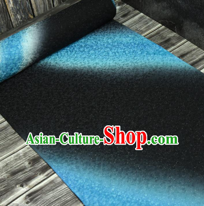 Traditional Japanese Kimono Blue and Black Pure Silk Fabric Asian Japan Classical Wafuku Brocade Tapestry