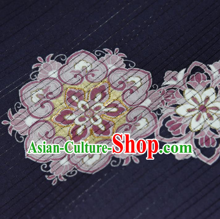 Traditional Japanese Kimono Purple Pure Silk Fabric Asian Japan Classical Baoxiang Pattern Brocade Tapestry