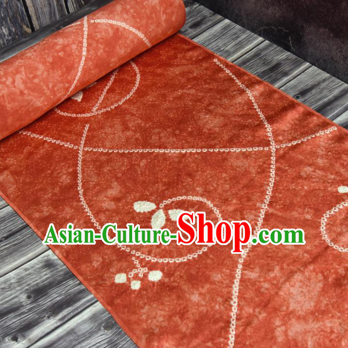 Asian Japan Iromuji Orange Brocade Tapestry Traditional Hanfu Dress Jacinth Silk Fabric