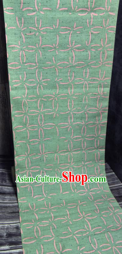 Traditional Japanese Kimono Pure Silk Fabric Asian Japan Classical Wafuku Light Green Cloth Material