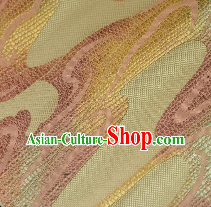 Traditional Japanese Belt Silk Fabric Asian Japan Kimono Classical Yellow Brocade Material