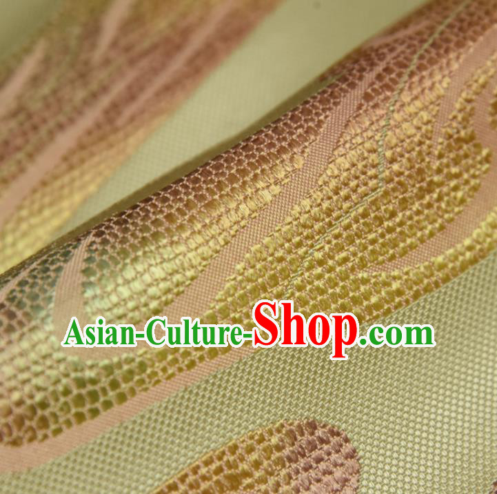 Traditional Japanese Belt Silk Fabric Asian Japan Kimono Classical Yellow Brocade Material