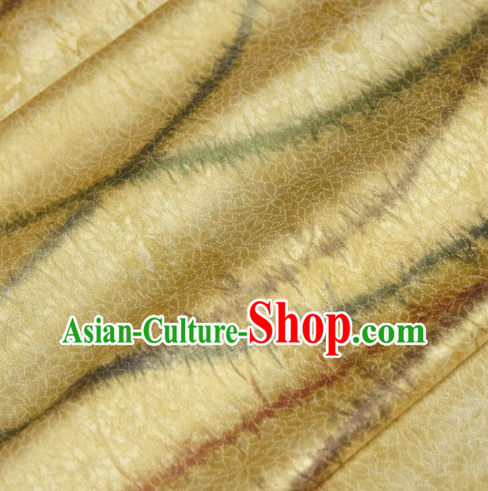 Asian Japan Classical Kimono Brocade Tapestry Traditional Qipao Dress Light Yellow Silk Fabric