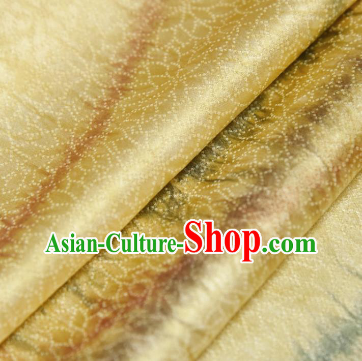 Asian Japan Classical Kimono Brocade Tapestry Traditional Qipao Dress Light Yellow Silk Fabric