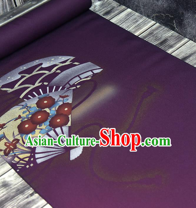 Traditional Japanese Haori Pure Silk Fabric Asian Japan Kimono Deep Purple Brocade Material