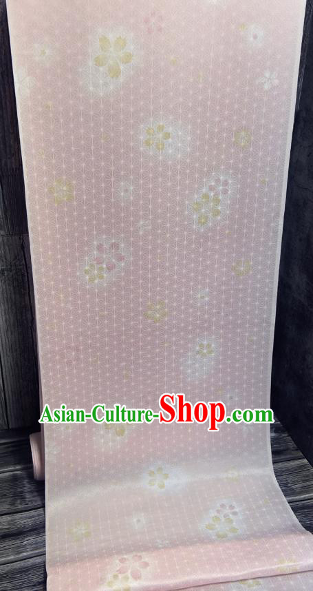 Asian Japan Kimono Pink Brocade Tapestry Traditional Hanfu Dress Classical Sakura Pattern Silk Fabric