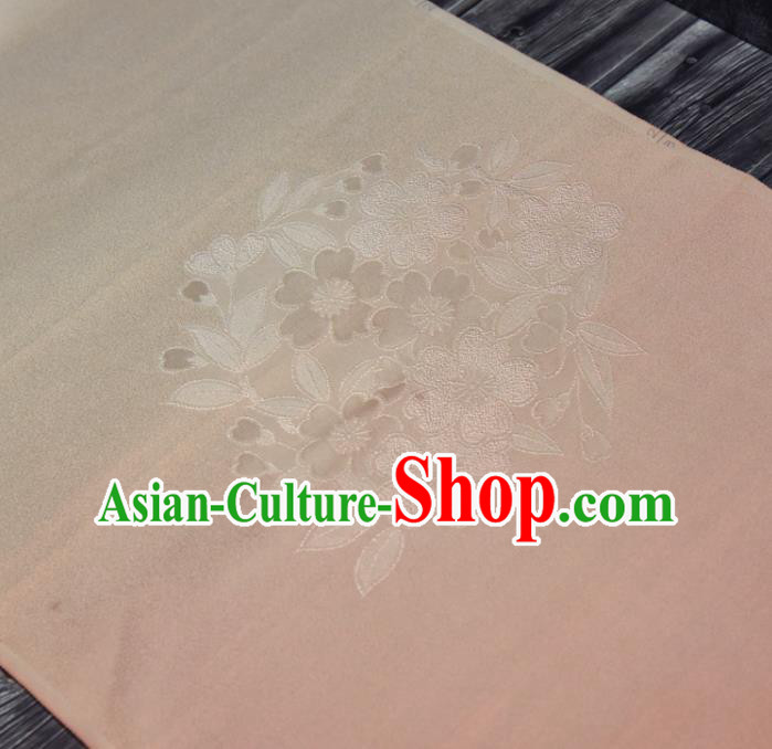 Asian Japan Kimono Brocade Jacquard Tapestry Traditional Sakura Pattern Pink Silk Fabric
