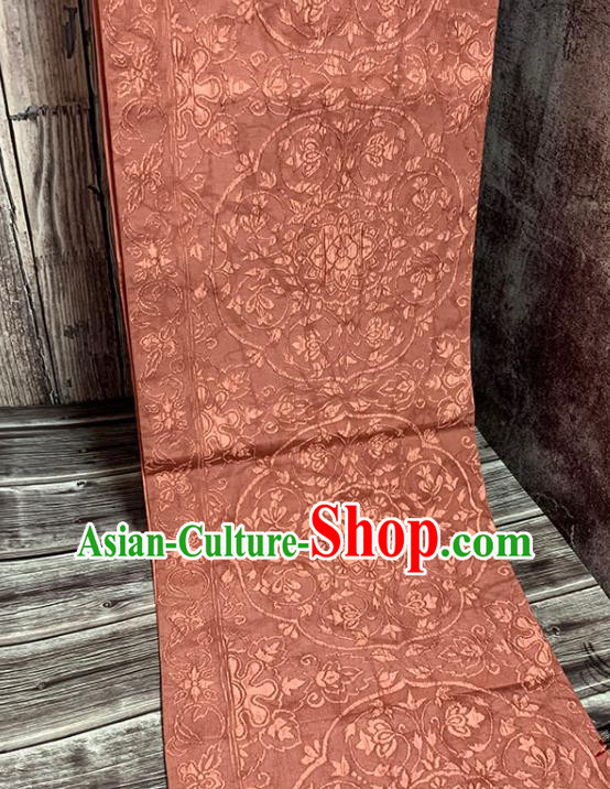 Traditional Japanese Kimono Belt Pure Silk Fabric Asian Japan Brownish Red Brocade Material