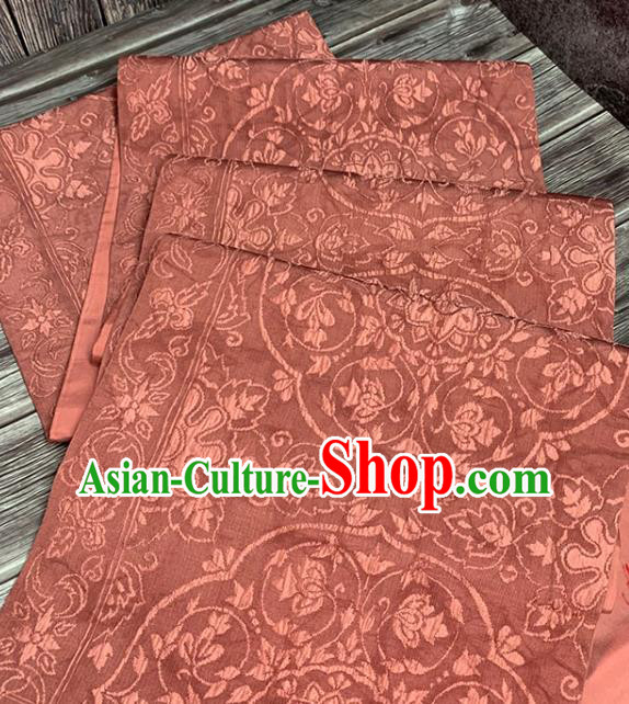 Traditional Japanese Kimono Belt Pure Silk Fabric Asian Japan Brownish Red Brocade Material