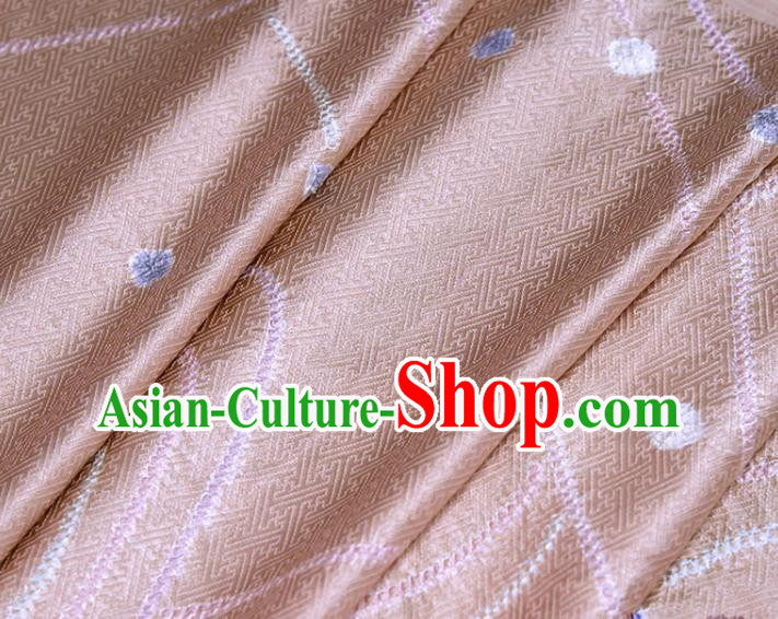 Asian Japan Furisode Kimono Brocade Fabric Traditional Hanfu Dress Champagne Silk