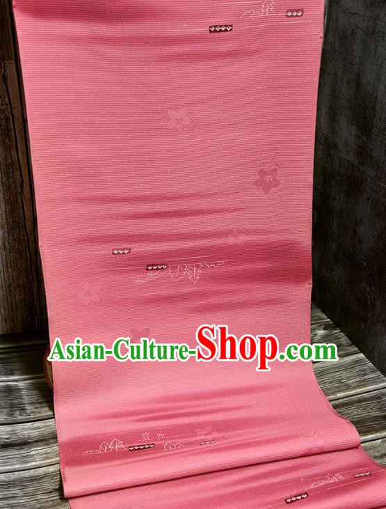 Asian Japan Haori Kimono Brocade Fabric Traditional Hanfu Dress Rosy Silk Cloth