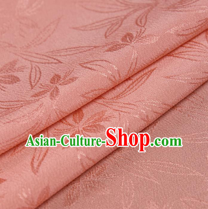 Asian Japan Kimono Orchids Pattern Brocade Fabric Traditional Hanfu Dress Pink Silk Cloth