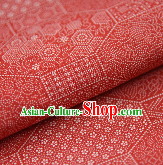 Asian Japan Kimono Sakura Pattern Brocade Fabric Traditional Hanfu Dress Red Silk Cloth