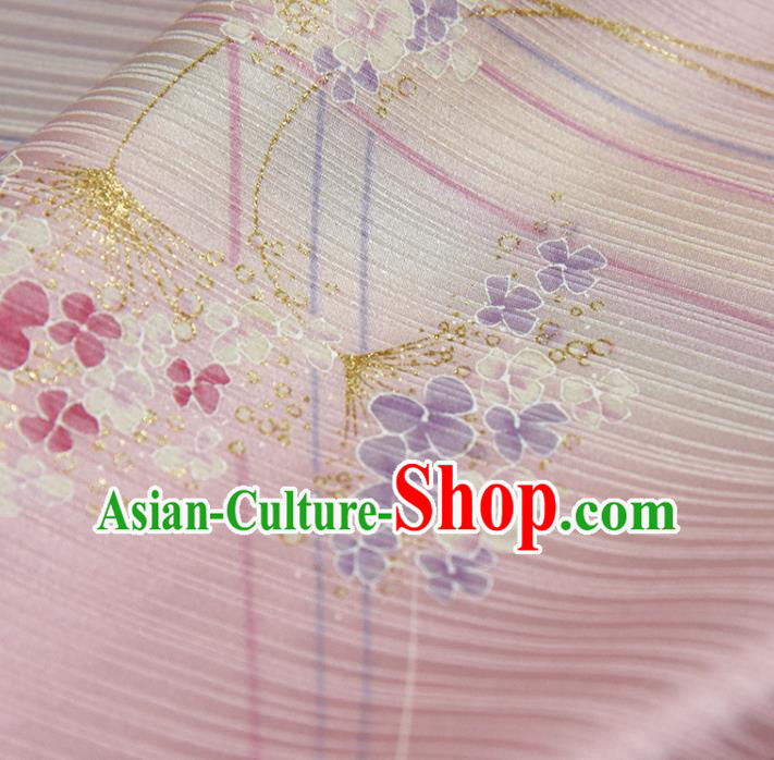 Traditional Japanese Hydrangea Pattern Pure Silk Fabric Asian Japan Kimono Pink Brocade Material