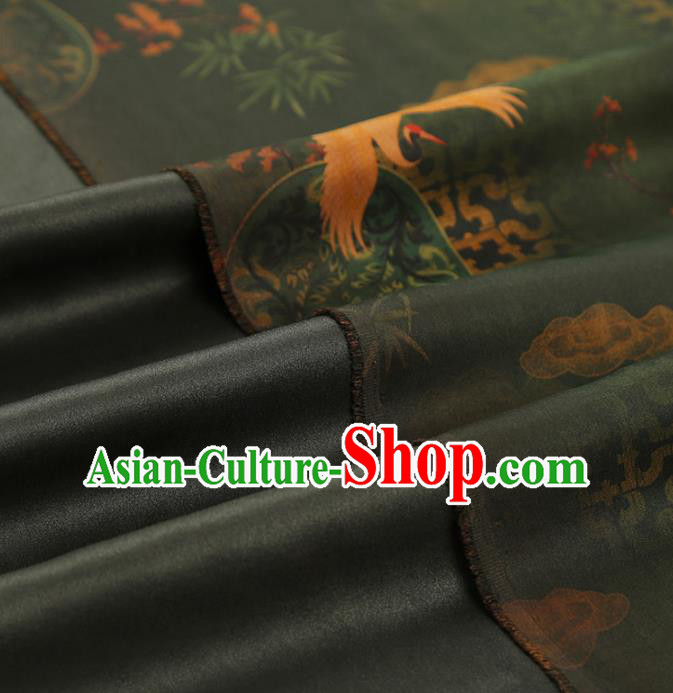 China Traditional Plum Bamboo Pattern Brocade Asian Cheongsam Gambiered Guangdong Gauze Atrovirens Silk Fabric