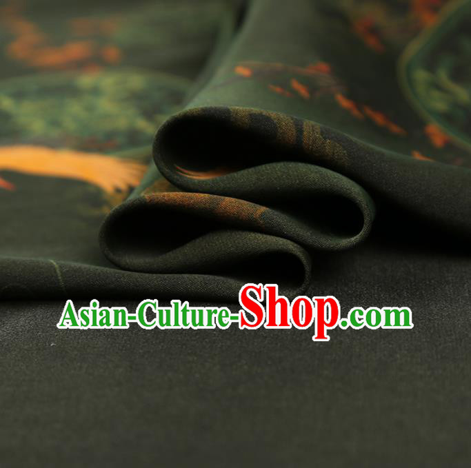 China Traditional Plum Bamboo Pattern Brocade Asian Cheongsam Gambiered Guangdong Gauze Atrovirens Silk Fabric