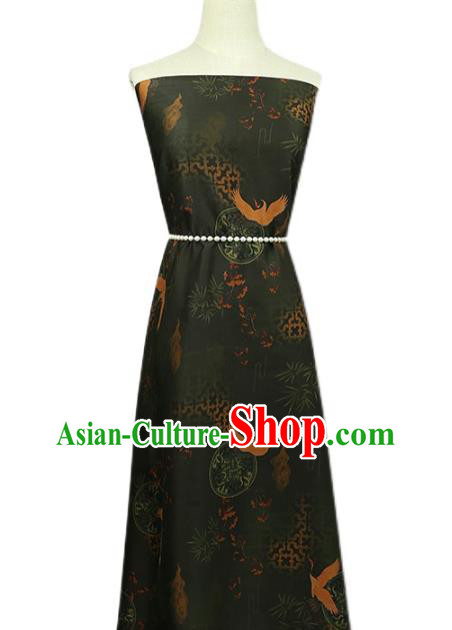 China Traditional Plum Bamboo Pattern Brocade Asian Cheongsam Gambiered Guangdong Gauze Atrovirens Silk Fabric