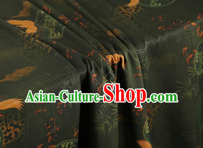 China Traditional Plum Bamboo Pattern Brocade Asian Cheongsam Gambiered Guangdong Gauze Atrovirens Silk Fabric