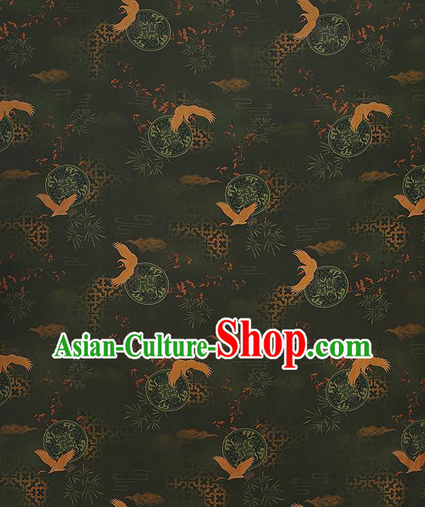 China Traditional Plum Bamboo Pattern Brocade Asian Cheongsam Gambiered Guangdong Gauze Atrovirens Silk Fabric