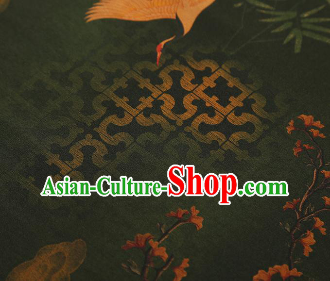 China Traditional Plum Bamboo Pattern Brocade Asian Cheongsam Gambiered Guangdong Gauze Atrovirens Silk Fabric