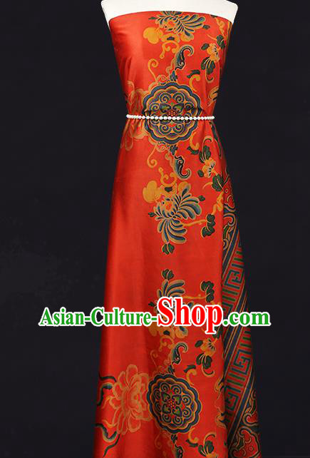 China Silk Fabric Traditional Red Brocade Asian Cheongsam Gambiered Guangdong Gauze