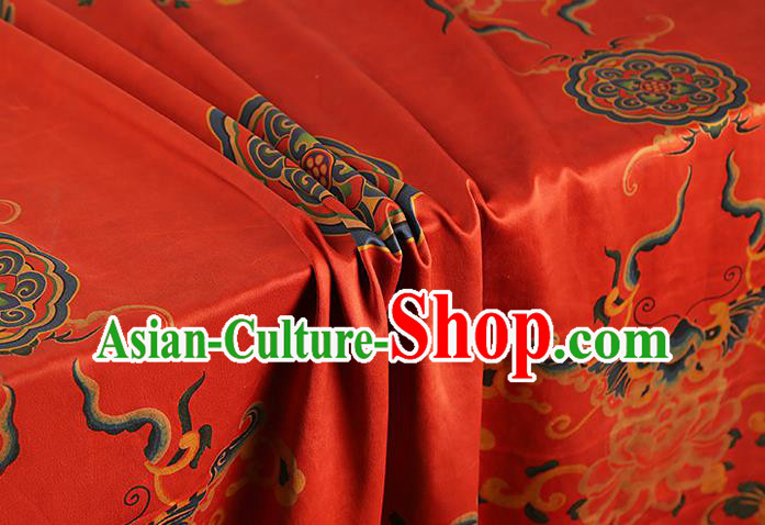 China Silk Fabric Traditional Red Brocade Asian Cheongsam Gambiered Guangdong Gauze