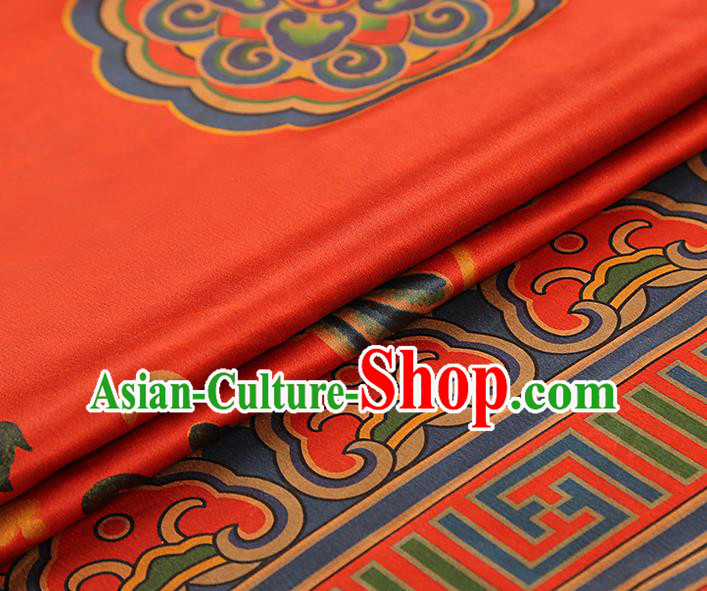 China Silk Fabric Traditional Red Brocade Asian Cheongsam Gambiered Guangdong Gauze