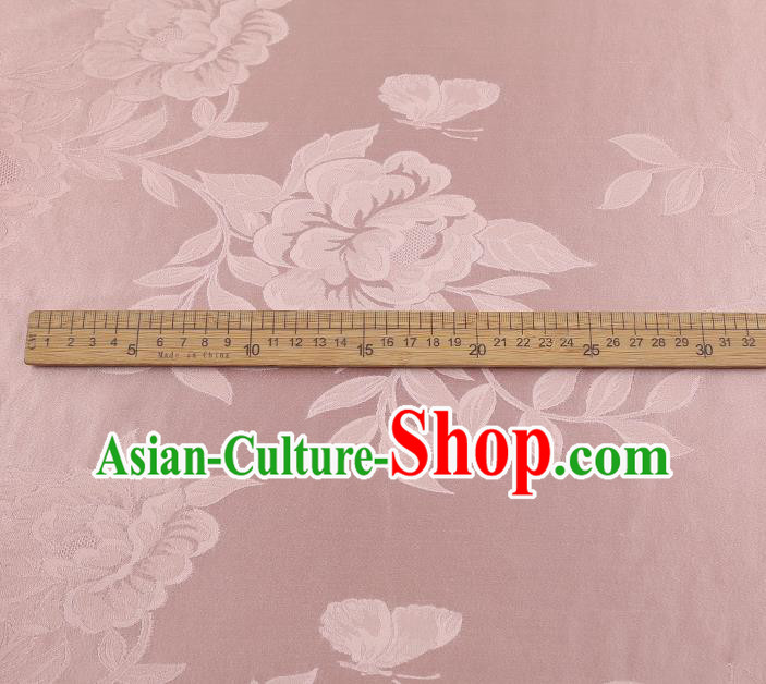 Asian Cheongsam Gambiered Guangdong Gauze China Jacquard Silk Fabric Traditional Pink Brocade
