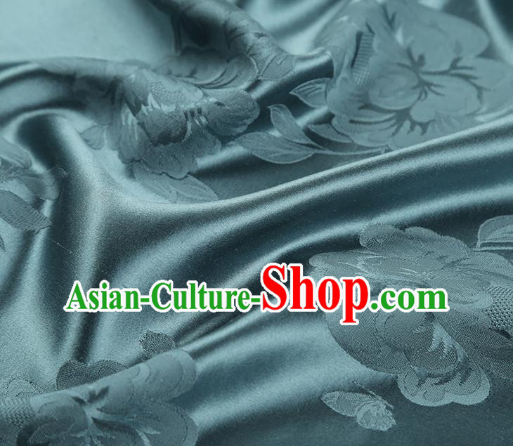 Asian Traditional Blue Brocade Cheongsam Gambiered Guangdong Gauze China Jacquard Silk Fabric