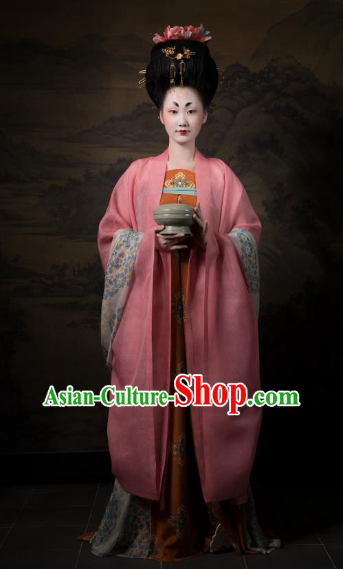 China Traditional Tang Dynasty Imperial Consort Historical Clothing Ancient Court Woman Hanfu Dress Costumes Full Set