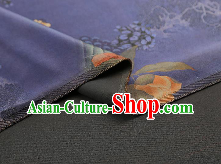 China Traditional Cheongsam Gambiered Guangdong Gauze Brocade Classical Peony Pattern Purple Silk Fabric