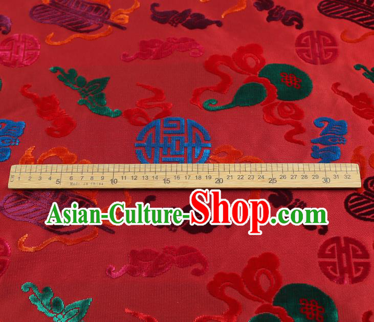 China Traditional Lucky Pattern Red Brocade Classical Qipao Dress Jacquard Silk Fabric
