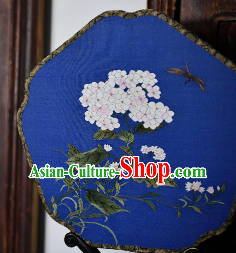 Traditional Chinese Blue Silk Fan China Classical Dace Fan Handmade Palace Fan