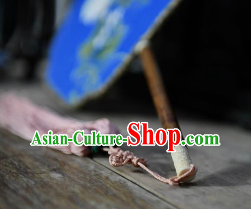 Traditional Chinese Blue Silk Fan China Classical Dace Fan Handmade Palace Fan