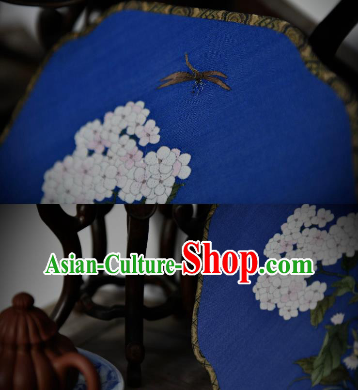Traditional Chinese Blue Silk Fan China Classical Dace Fan Handmade Palace Fan